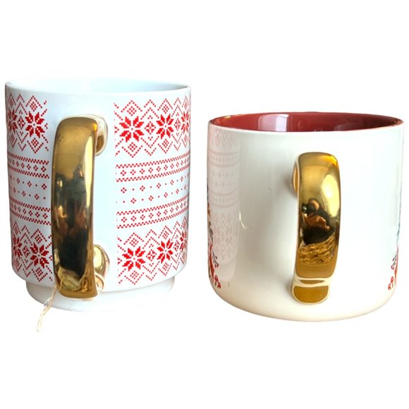 NWT PAIR Complementary Ceramic Holiday Mugs Christmas Winter Scandinavian Hygge - Picture 6 of 16